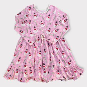 Eleanor Rose Snowman Christmas Dress in Pink Size 8-10 NWT